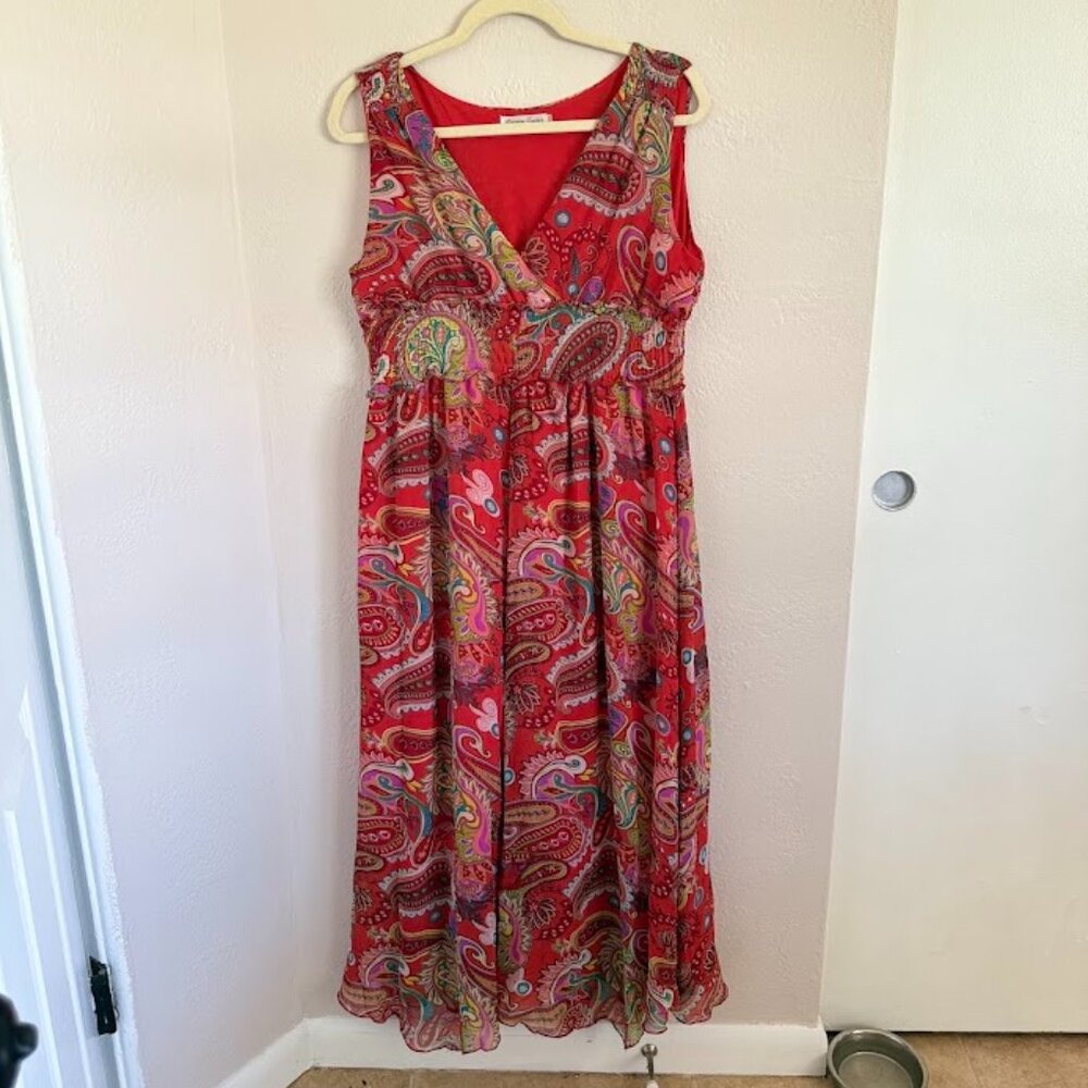 Jessica Taylor Red Paisley Maxi Dress